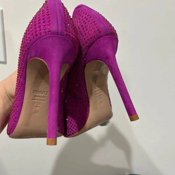 SCHUTZ Fuchsia Studded Heels - Picture 3 of 5